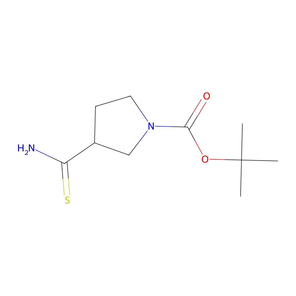 Tert-butyl 3-carbamothioylpyrrolidine-1-carboxylate molecular structure, CAS 122684-35-9