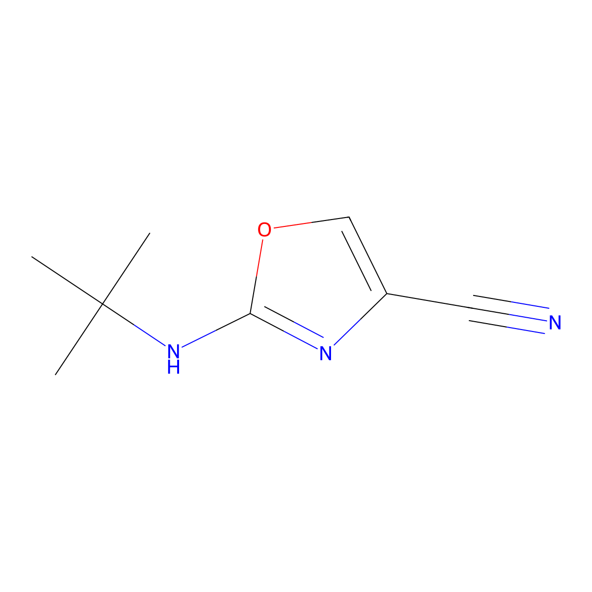 2-[(1,1-Dimethylethyl)amino]-4-oxazolecarbonitrile molecular structure, CAS 122686-30-0