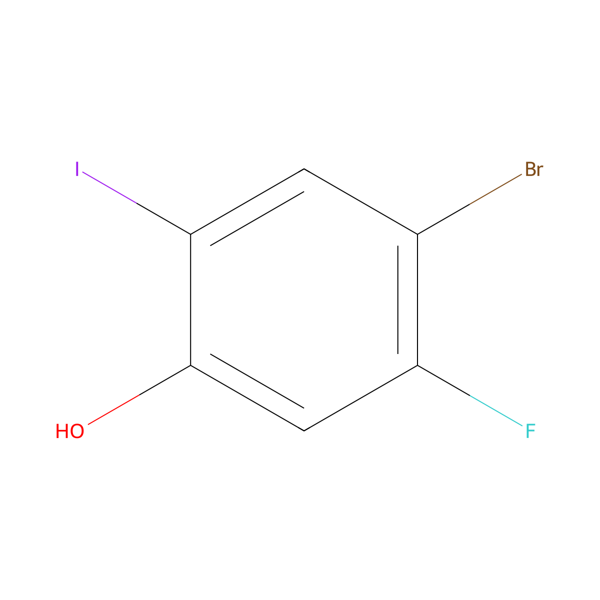 4-Bromo-5-fluoro-2-iodophenol molecular structure, CAS 1226879-58-8