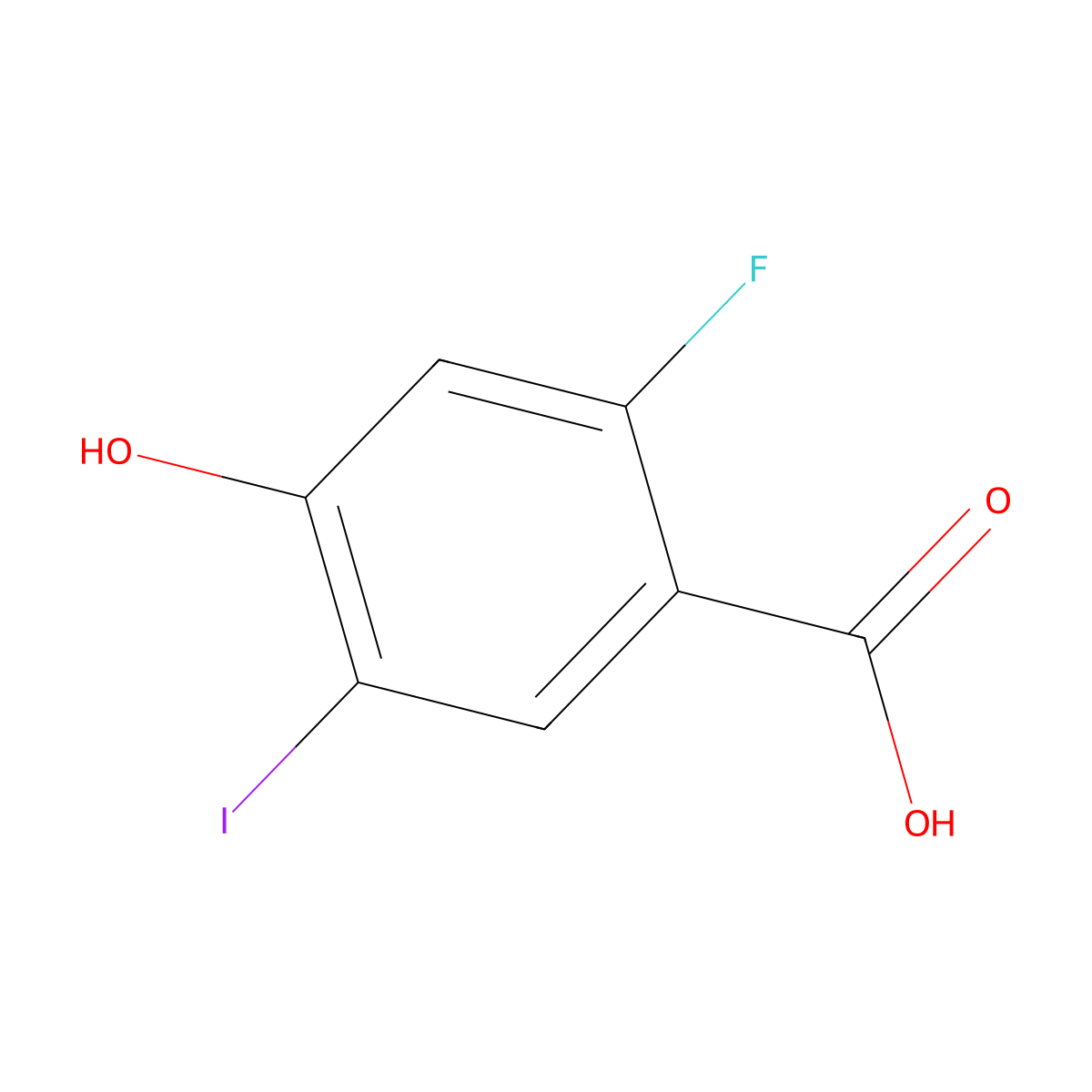 2-Fluoro-4-hydroxy-5-iodobenzoic acid molecular structure, CAS 1226879-62-4