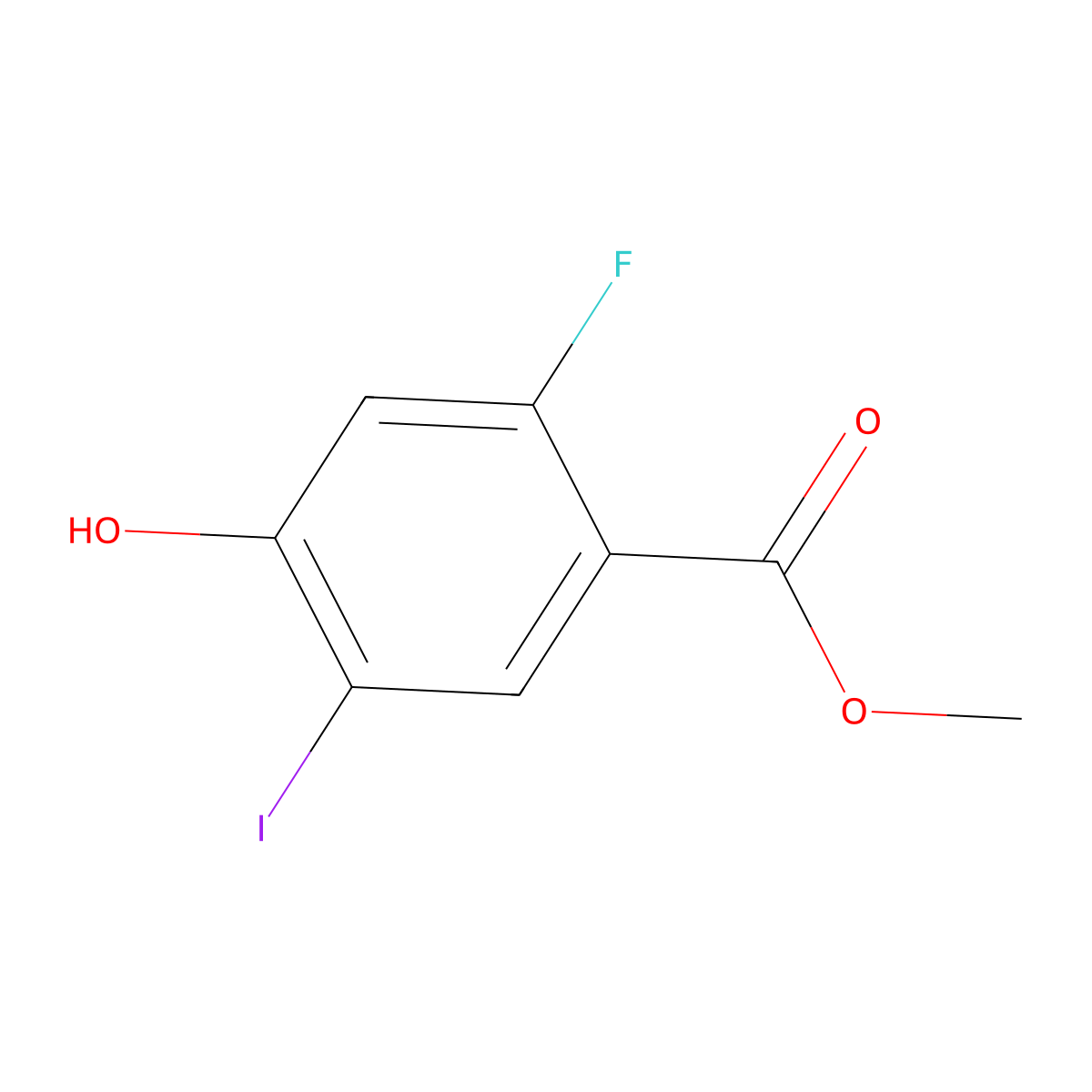 Methyl 2-fluoro-4-hydroxy-5-iodobenzoate molecular structure, CAS 1226879-63-5