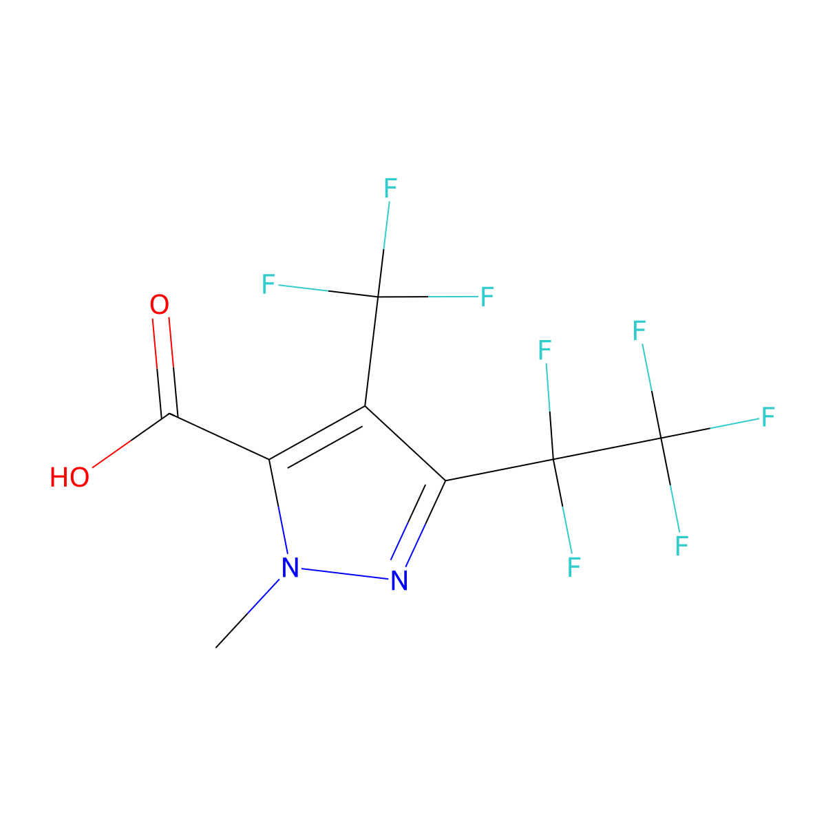 1-methyl-3-(pentafluoroethyl)-4-(trifluoromethyl)-1H-pyrazole-5-carboxylic acid molecular structure, CAS 1226890-61-4