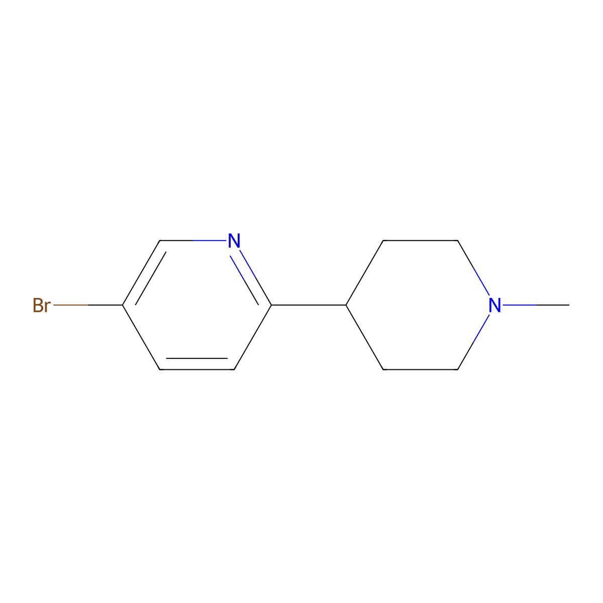 5-Bromo-2-(1-methylpiperidin-4-yl)pyridine molecular structure, CAS 1226985-43-8
