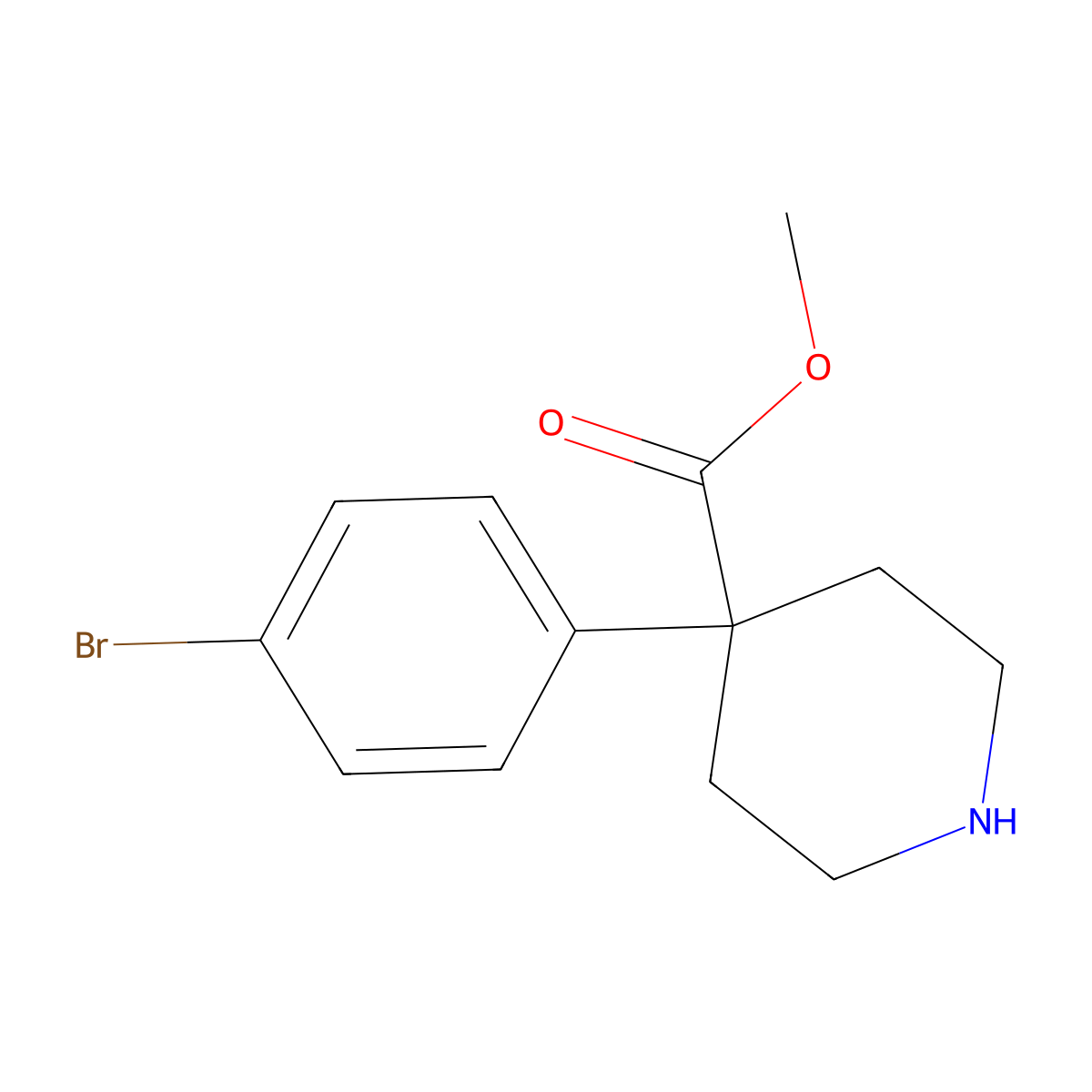 Methyl 4-(4-bromophenyl)-4-piperidinecarboxylate molecular structure, CAS 1226986-31-7
