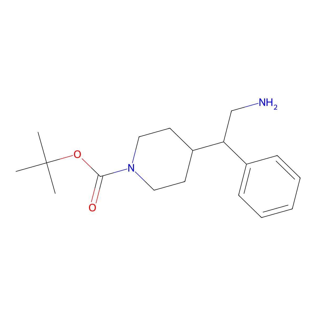 Tert-butyl 4-(2-amino-1-phenylethyl)piperidine-1-carboxylate molecular structure, CAS 1226997-63-2