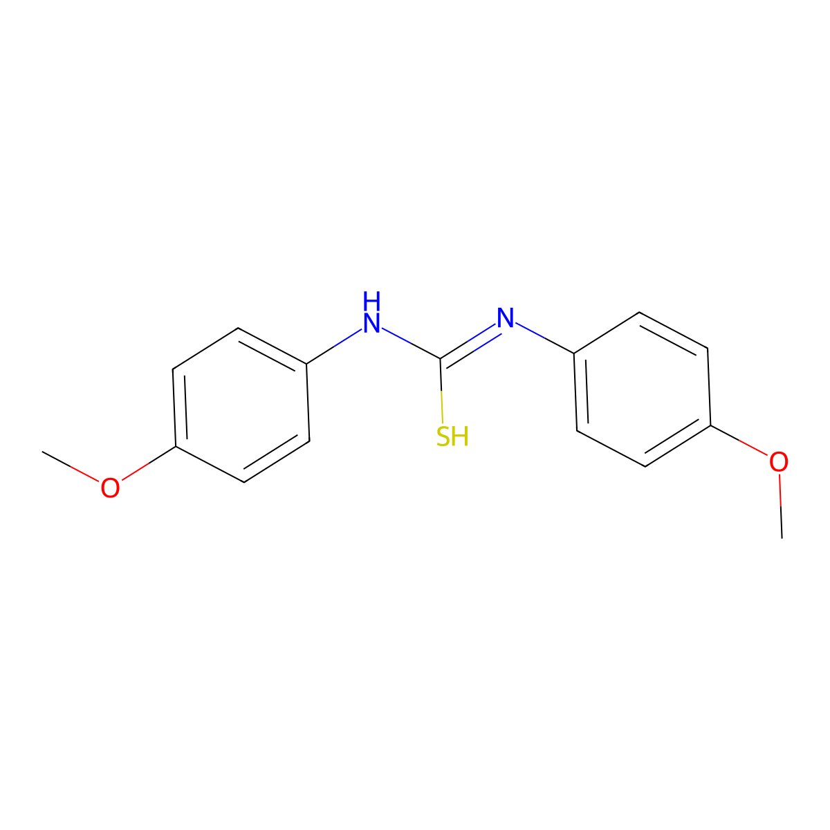 N,N'-bis(4-methoxyphenyl)carbamimidothioic acid molecular structure, CAS 1227-45-8