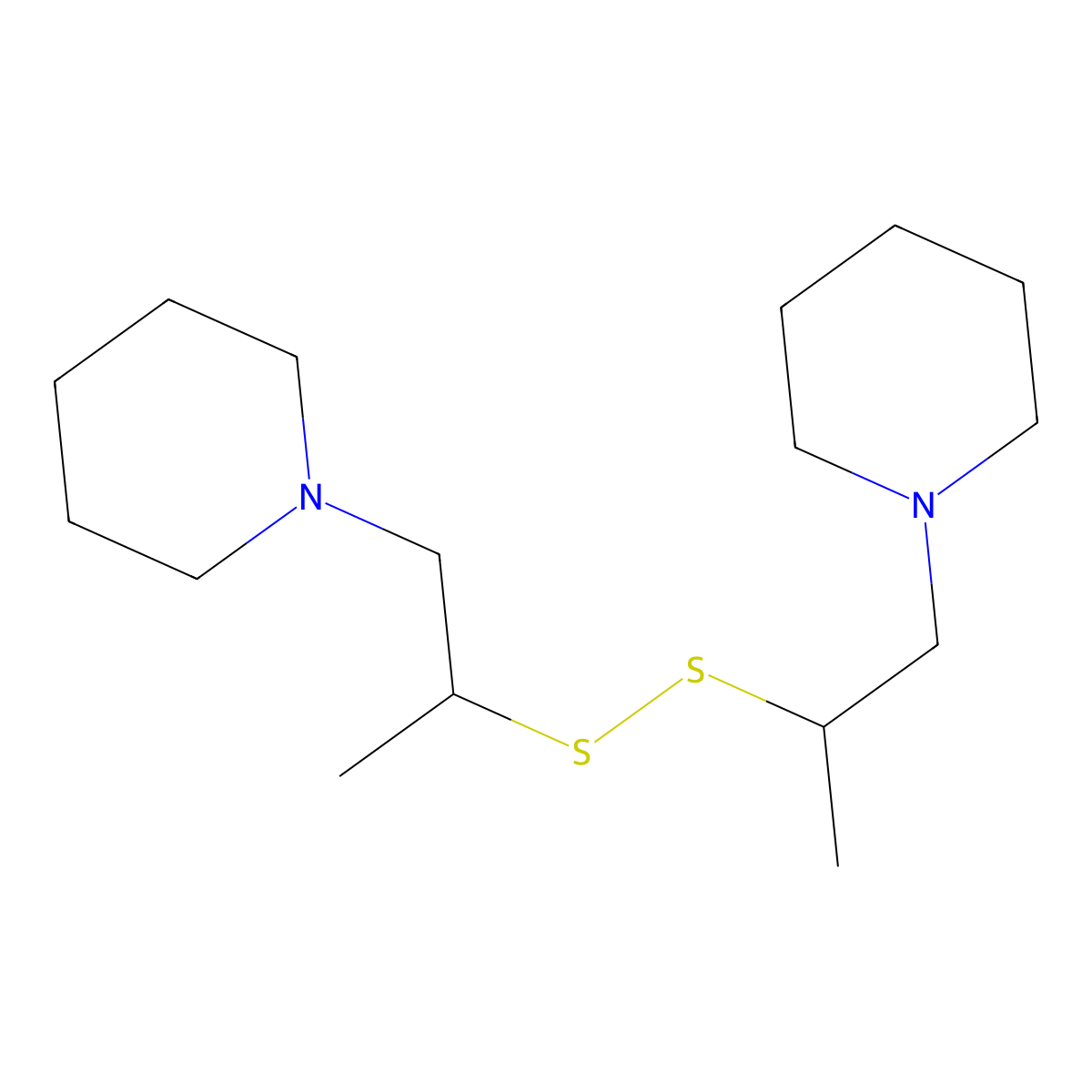 1-(2-((1-Methyl-2-(1-piperidinyl)ethyl)dithio)propyl)piperidine molecular structure, CAS 1227-47-0