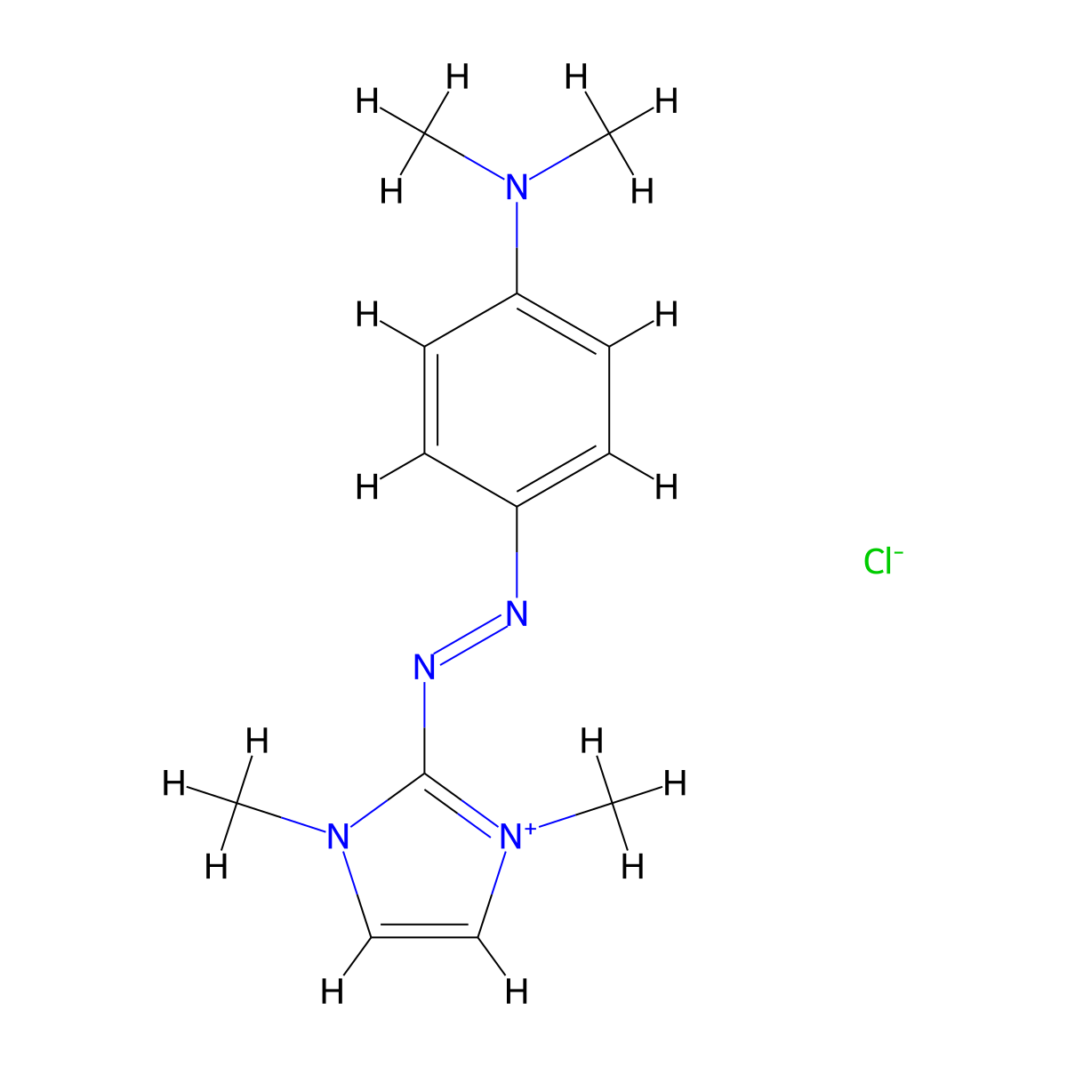 2-(2-(4-(Dimethylamino)phenyl)diazenyl)-1,3-dimethyl-1H-imidazolium chloride (1:1) molecular structure, CAS 12270-25-6