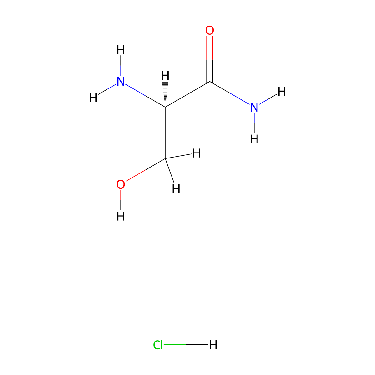 (2R)-2-amino-3-hydroxypropanamide hydrochloride molecular structure, CAS 122702-20-9
