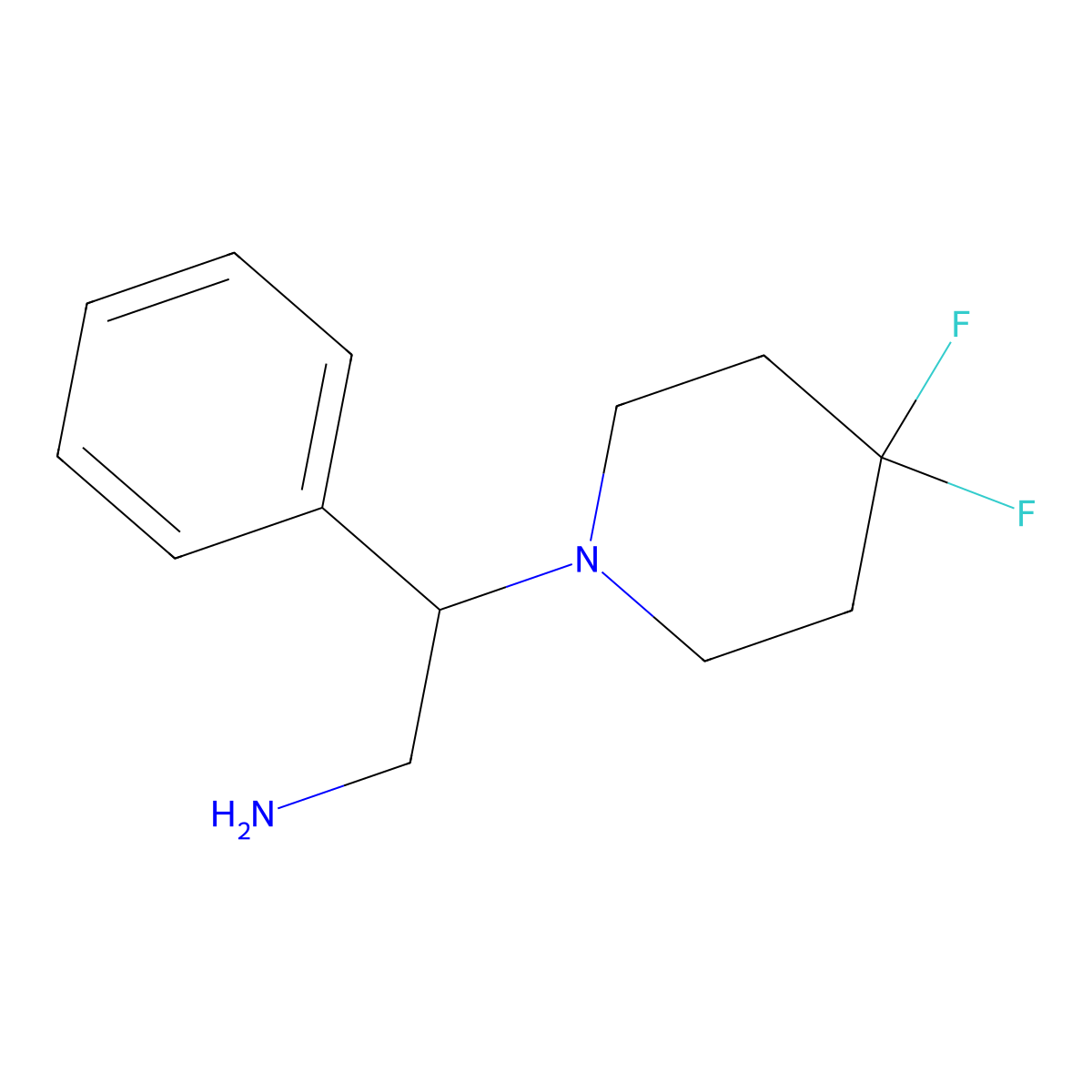 2-(4,4-Difluoropiperidin-1-YL)-2-phenylethanamine molecular structure, CAS 1227040-43-8