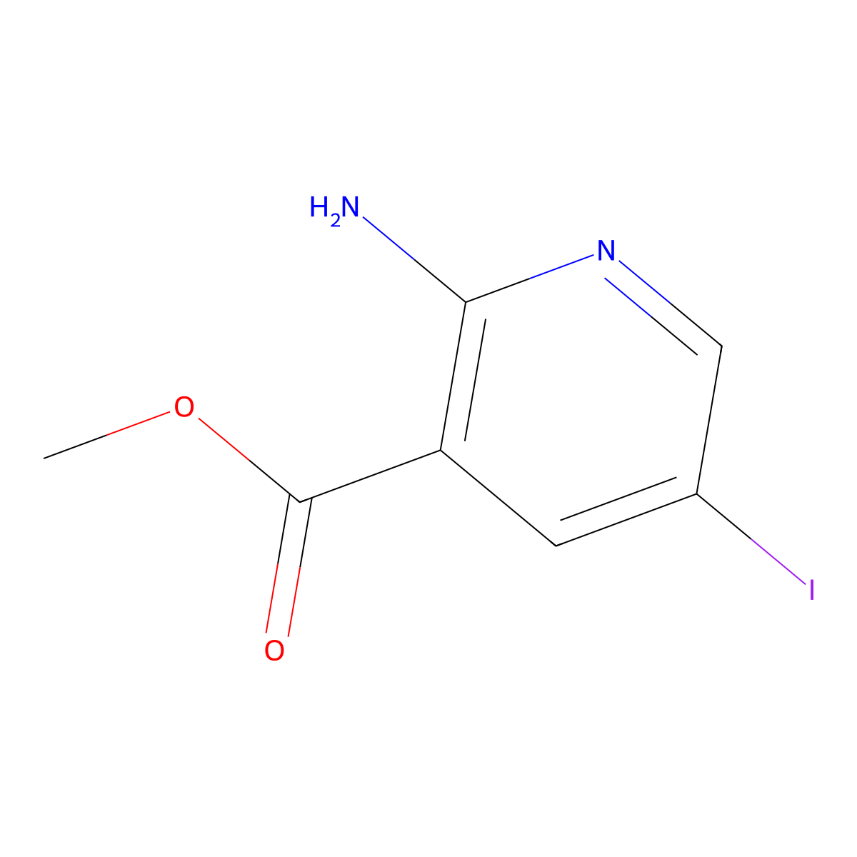 Methyl 2-amino-5-iodonicotinate molecular structure, CAS 1227048-78-3