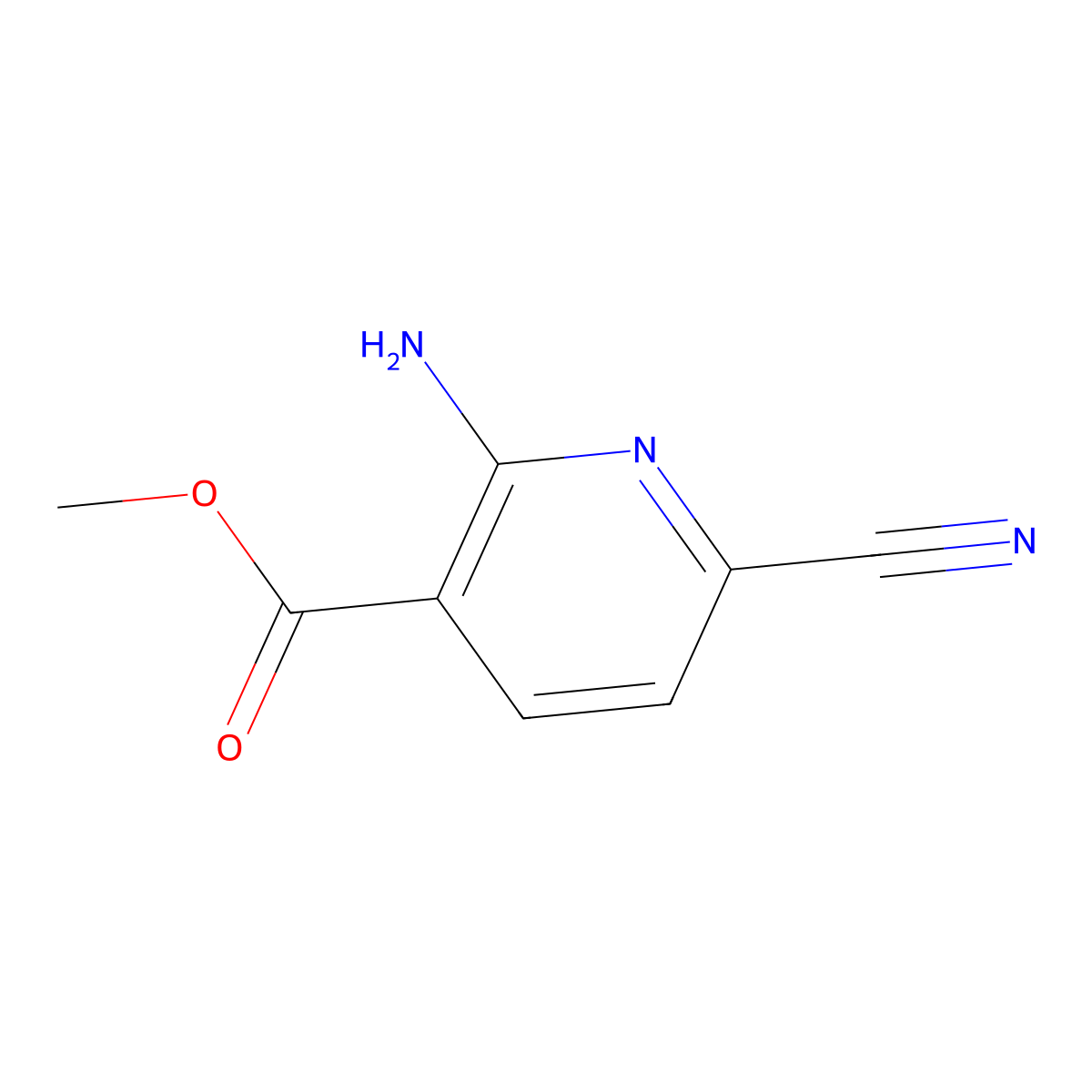 Methyl 2-amino-6-cyano-3-pyridinecarboxylate molecular structure, CAS 1227048-84-1