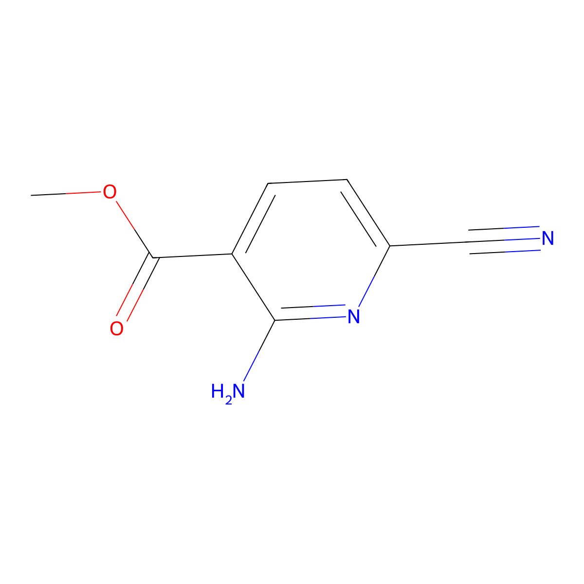 Methyl 2-amino-6-cyano-3-pyridinecarboxylate molecular structure, CAS 1227048-84-1