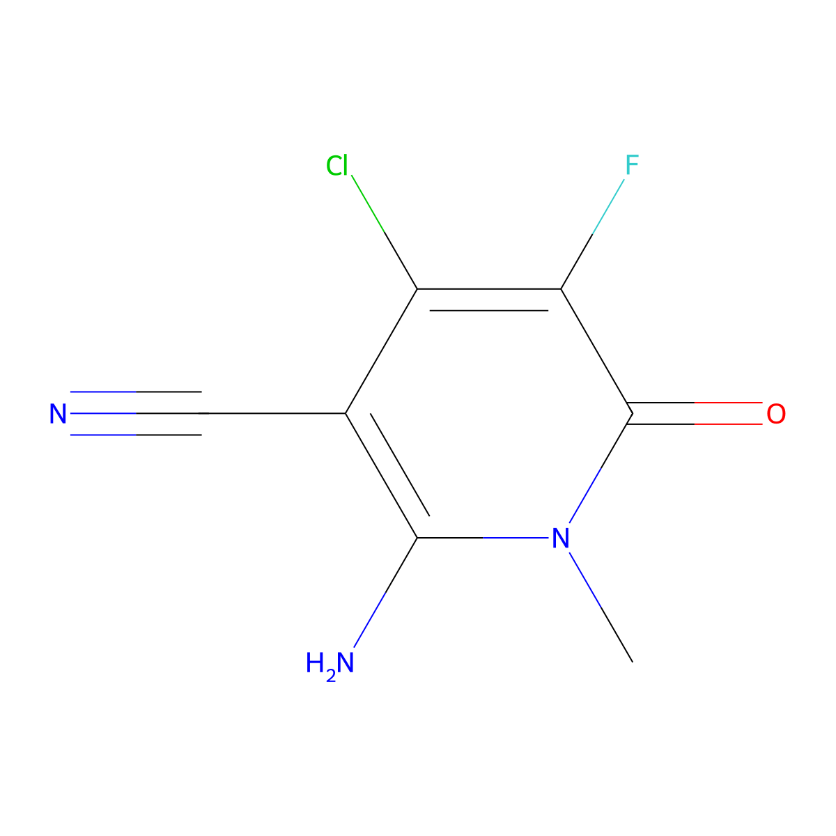 2-Amino-4-chloro-5-fluoro-1-methyl-6-oxo-1,6-dihydropyridine-3-carbonitrile molecular structure, CAS 1227053-98-6