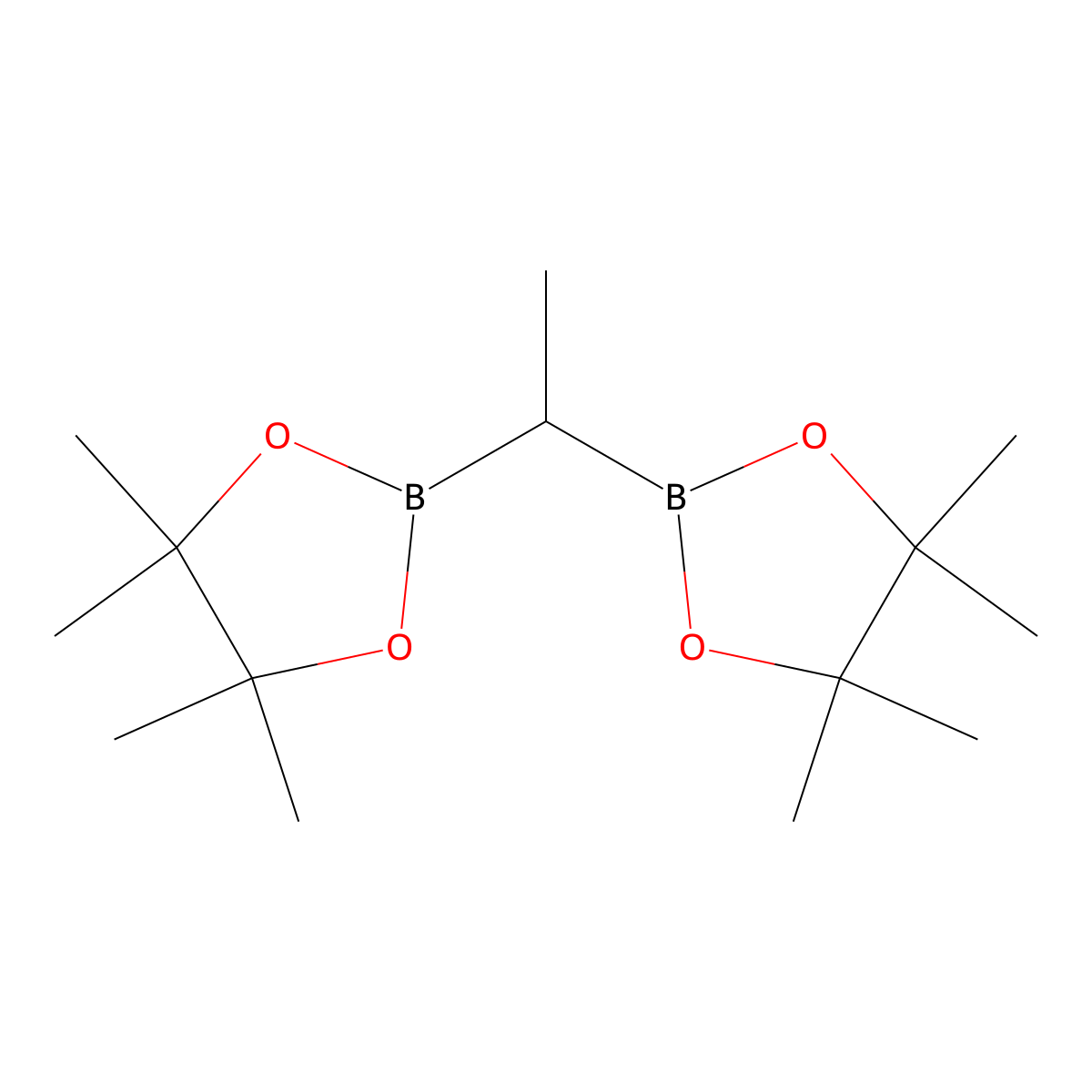 2,2'-(Ethane-1,1-diyl)bis(4,4,5,5-tetramethyl-1,3,2-dioxaborolane) molecular structure, CAS 1227056-25-8