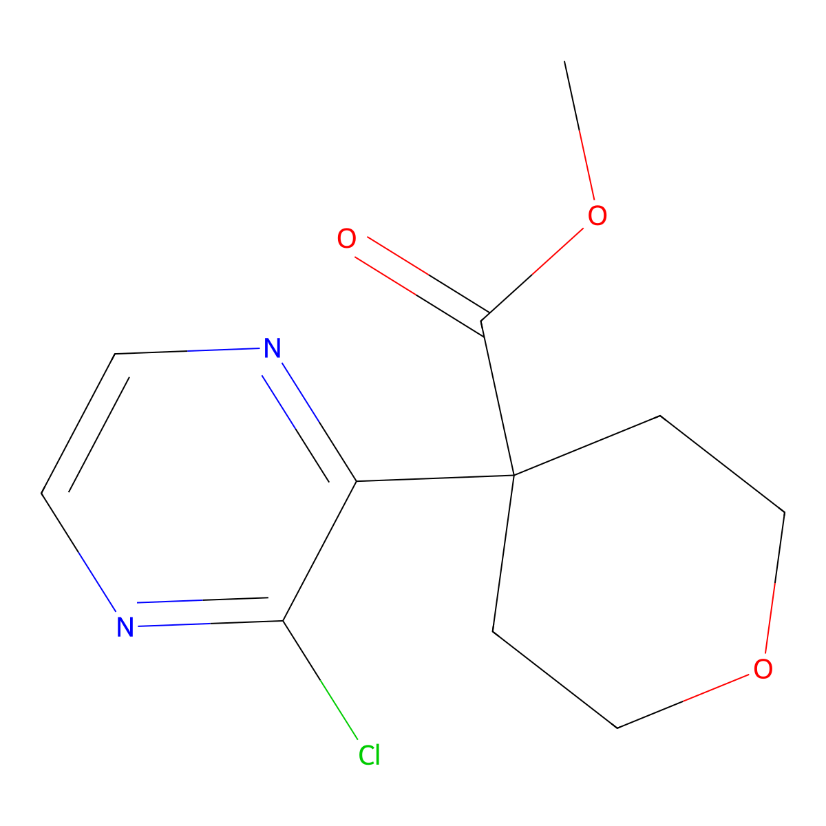 Methyl 4-(3-chloropyrazin-2-YL)tetrahydro-2H-pyran-4-carboxylate molecular structure, CAS 1227068-86-1