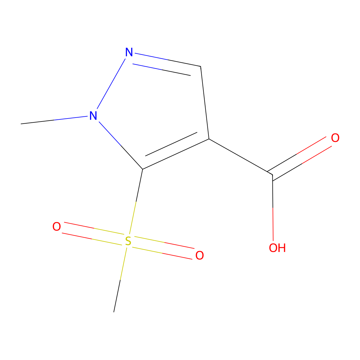 5-methanesulfonyl-1-methyl-1H-pyrazole-4-carboxylic acid molecular structure, CAS 1227070-38-3