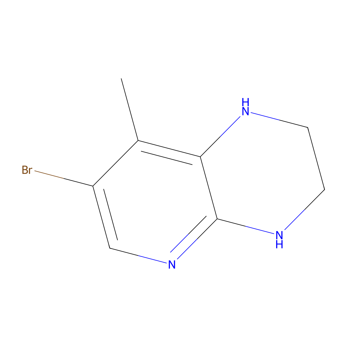 7-Bromo-8-methyl-1,2,3,4-tetrahydropyrido[2,3-b]pyrazine molecular structure, CAS 1227075-63-9