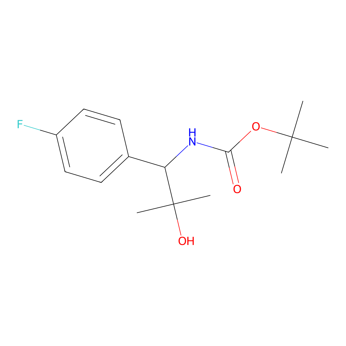 tert-butyl N-[1-(4-fluorophenyl)-2-hydroxy-2-methylpropyl]carbamate molecular structure, CAS 1227082-94-1