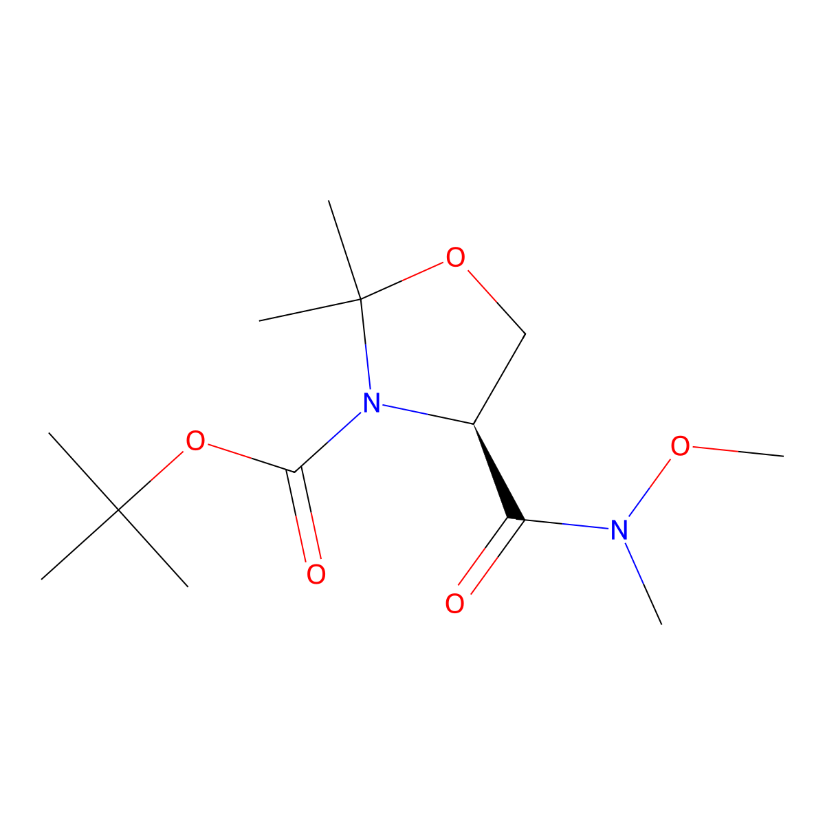(S)-3-Boc-4-(Methoxymethylcarbamoyl)-2,2-dimethyloxazolidine molecular structure, CAS 122709-21-1