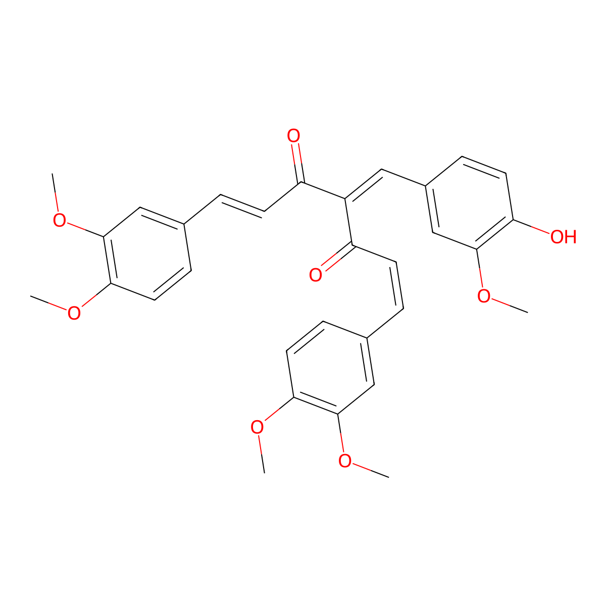 (1E,6E)-1,7-bis(3,4-dimethoxyphenyl)-4-(4-hydroxy-3-methoxybenzylidene)hepta-1,6-diene-3,5-dione molecular structure, CAS 1227098-15-8