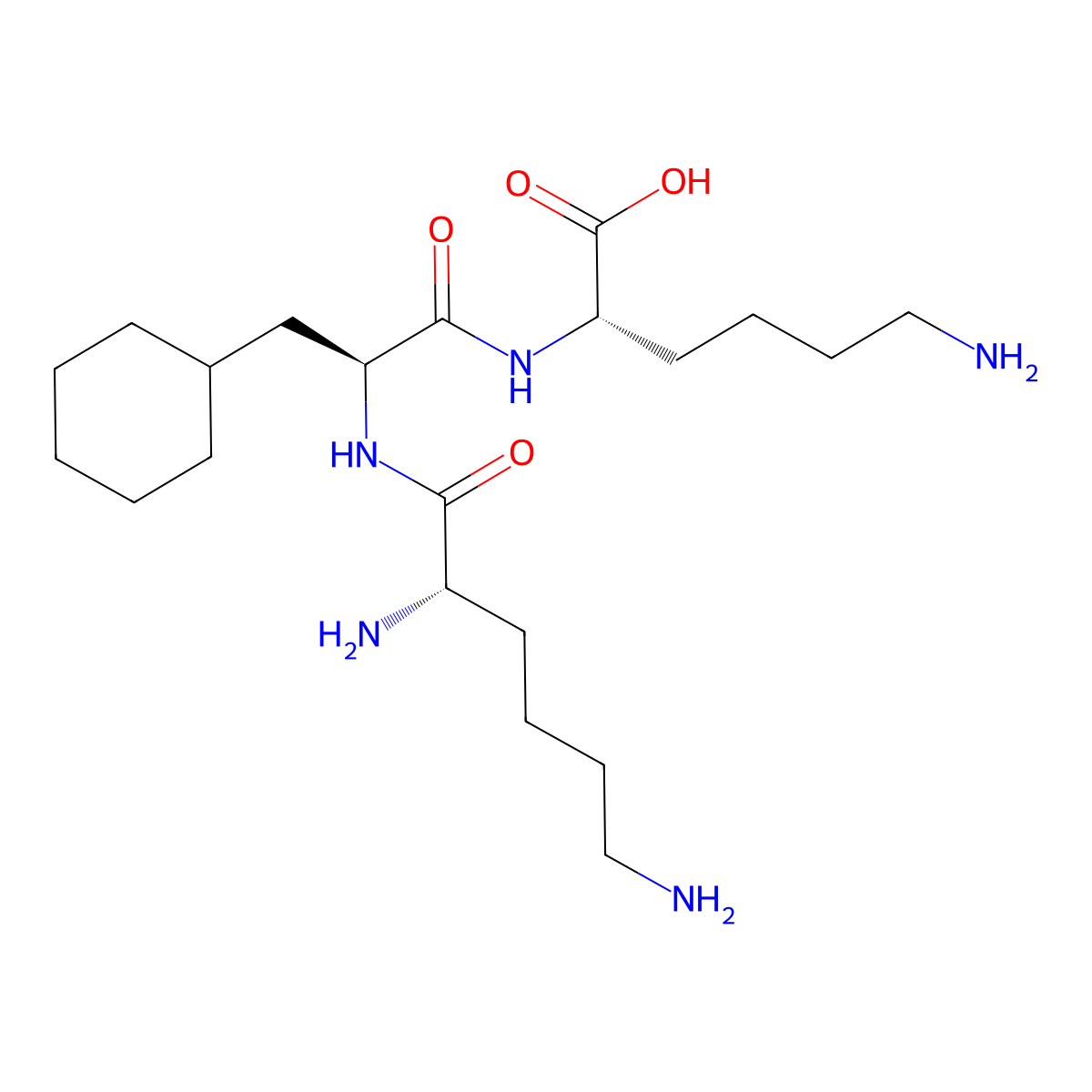 (2S)-6-amino-2-[[(2S)-3-cyclohexyl-2-[[(2S)-2,6-diaminohexanoyl]amino]propanoyl]amino]hexanoic acid molecular structure, CAS 12271-03-3