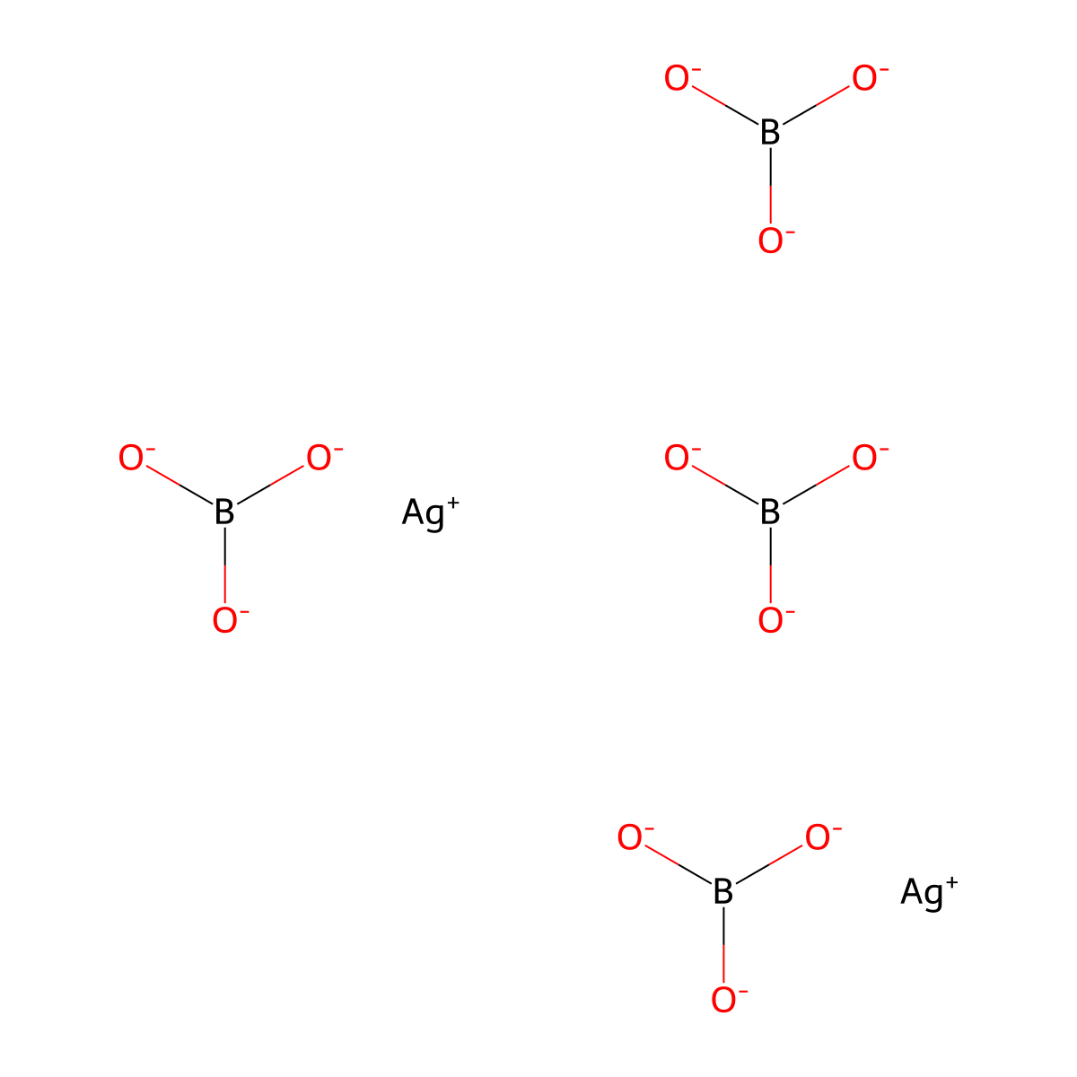 Silver borate molecular structure, CAS 12271-95-3
