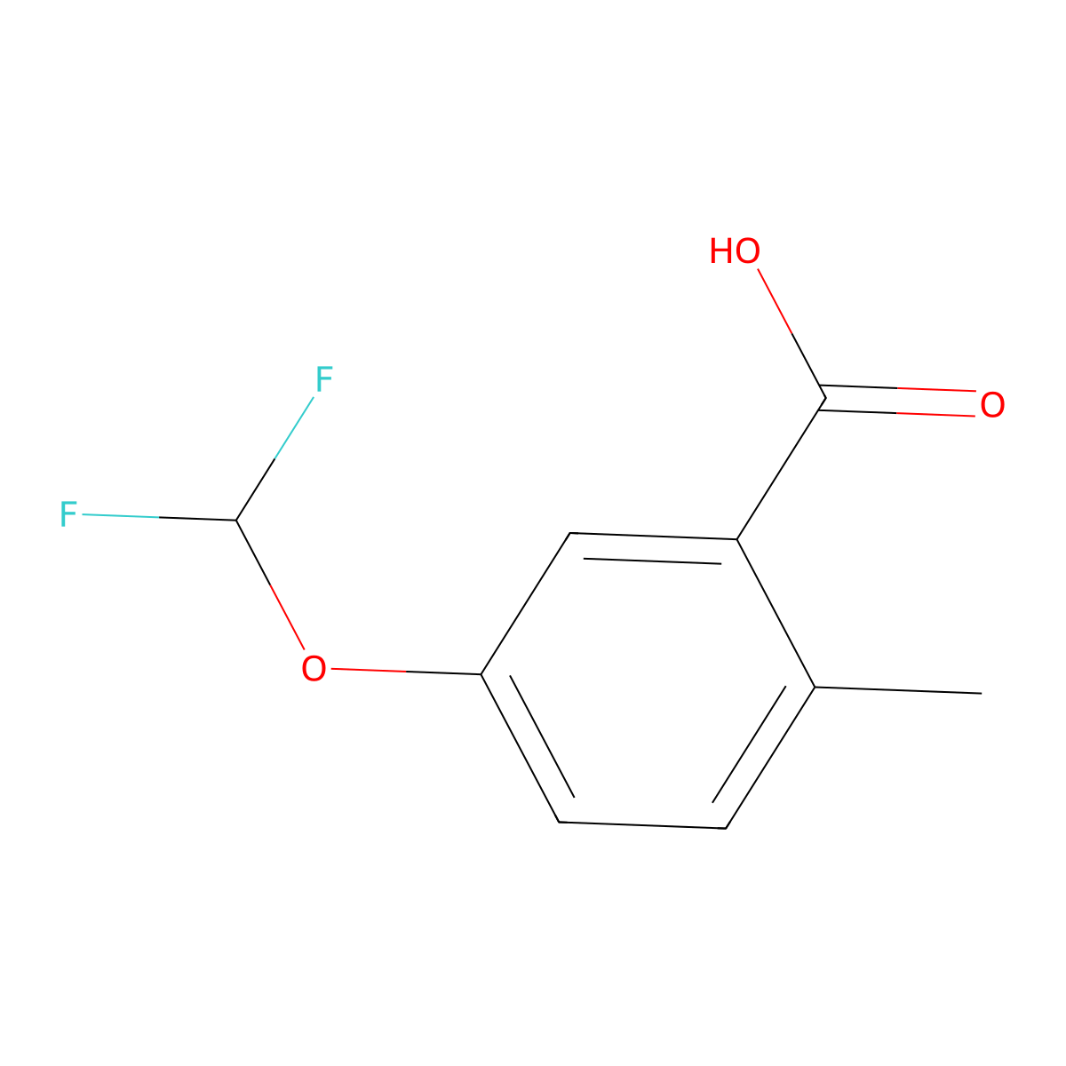 5-(Difluoromethoxy)-2-methylbenzoic acid molecular structure, CAS 1227153-21-0