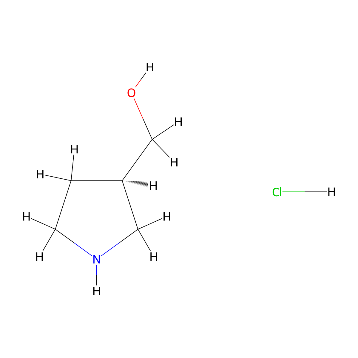 (3R)-pyrrolidin-3-ylmethanol hydrochloride molecular structure, CAS 1227157-98-3