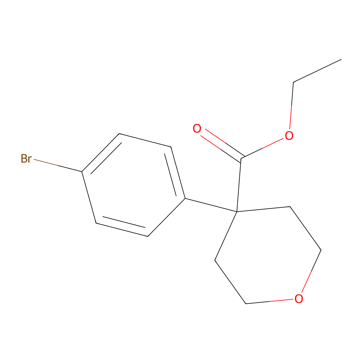 Ethyl 4-(4-bromophenyl)tetrahydro-2H-pyran-4-carboxylate molecular structure, CAS 1227160-22-6