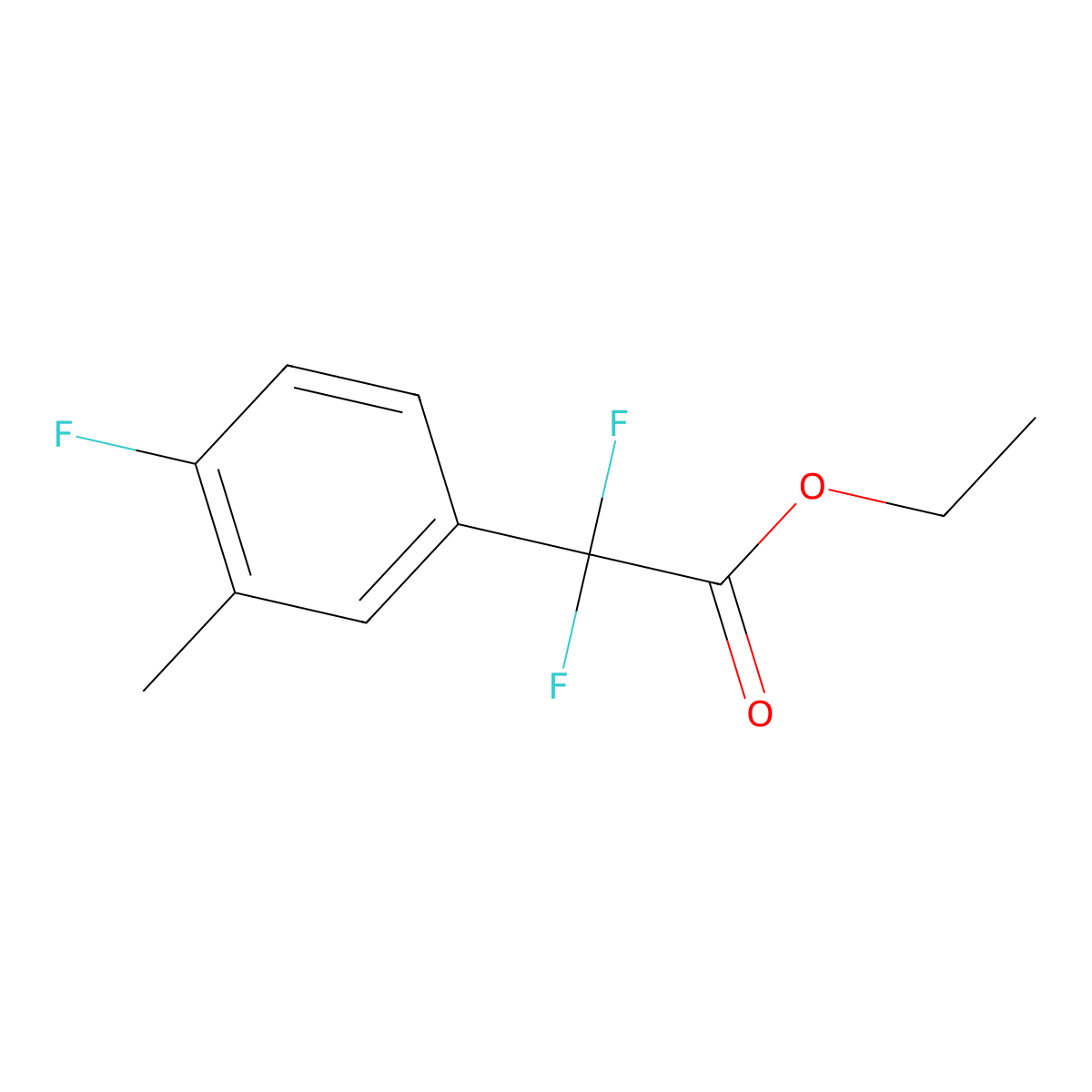 Ethyl 2,2-difluoro-2-(4-fluoro-3-methylphenyl)acetate molecular structure, CAS 1227160-98-6