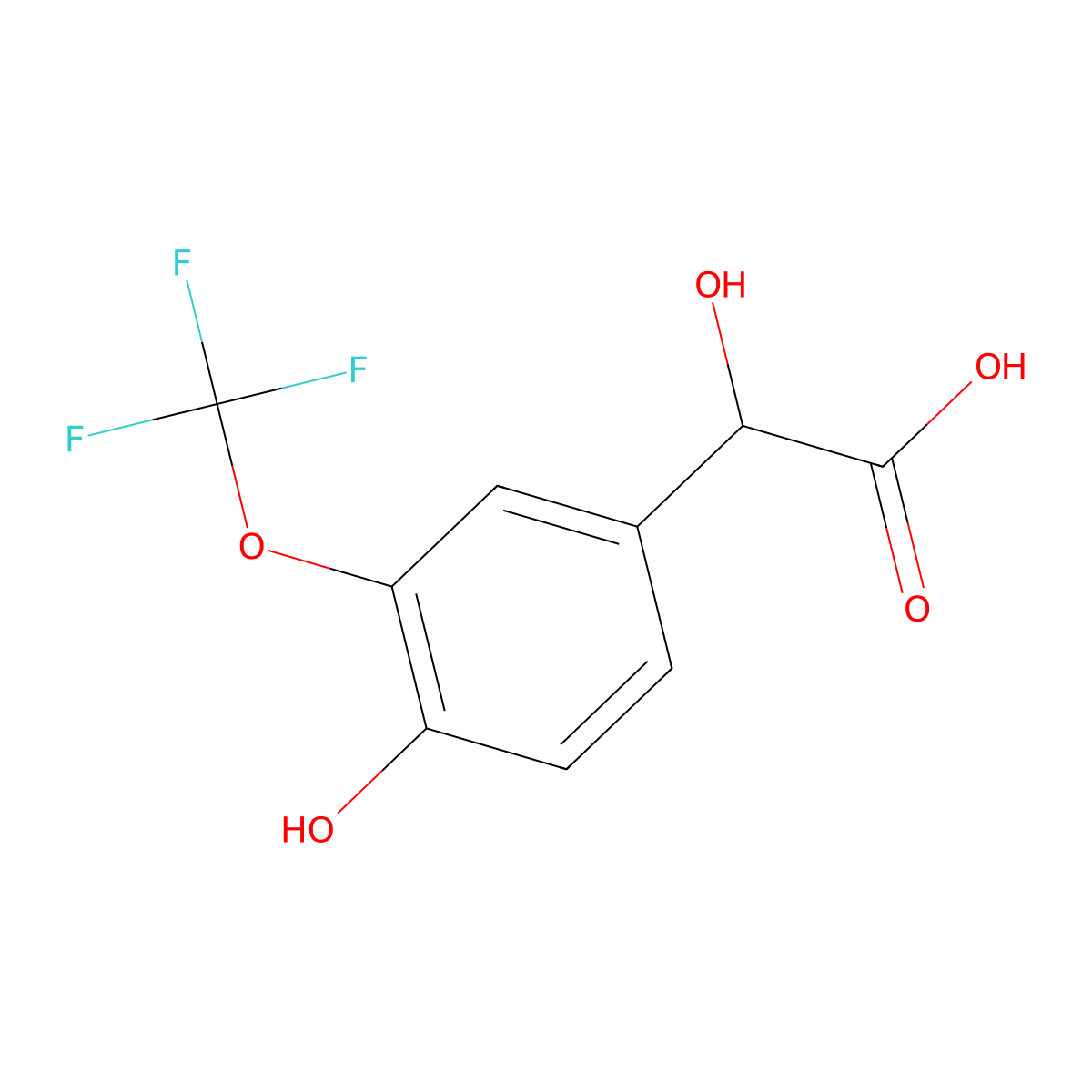 2-Hydroxy-2-[4-hydroxy-3-(trifluoromethoxy)phenyl]aceticacid molecular structure, CAS 1227168-73-1
