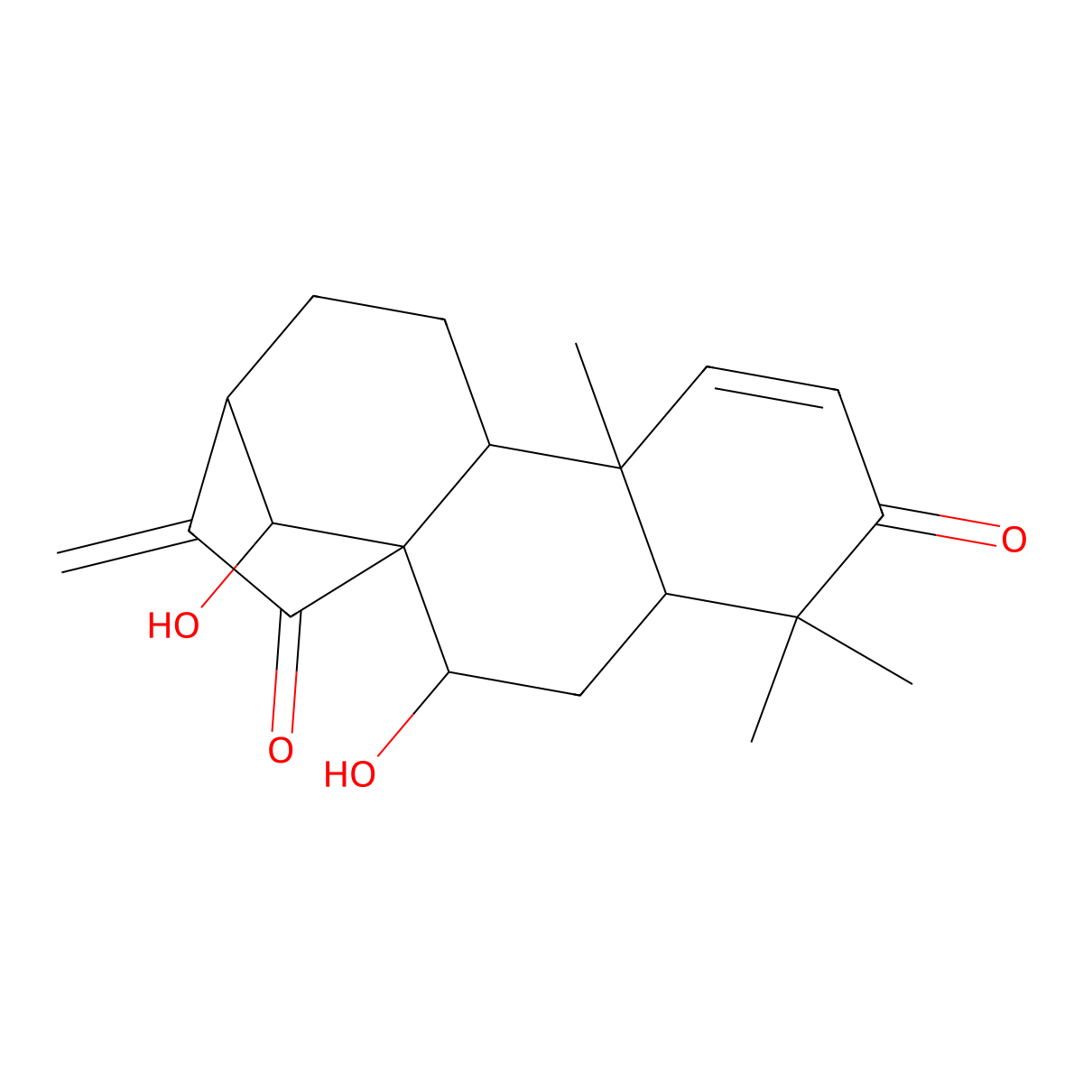 2,16-Dihydroxy-5,5,9-trimethyl-14-methylidenetetracyclo[11.2.1.01,10.04,9]hexadec-7-ene-6,15-dione molecular structure, CAS 122717-54-8