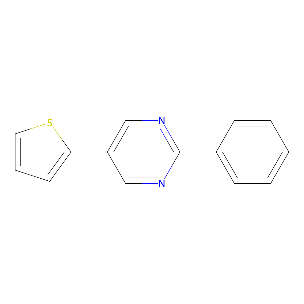 2-Phenyl-5-(thiophen-2-yl)pyrimidine molecular structure, CAS 1227172-42-0