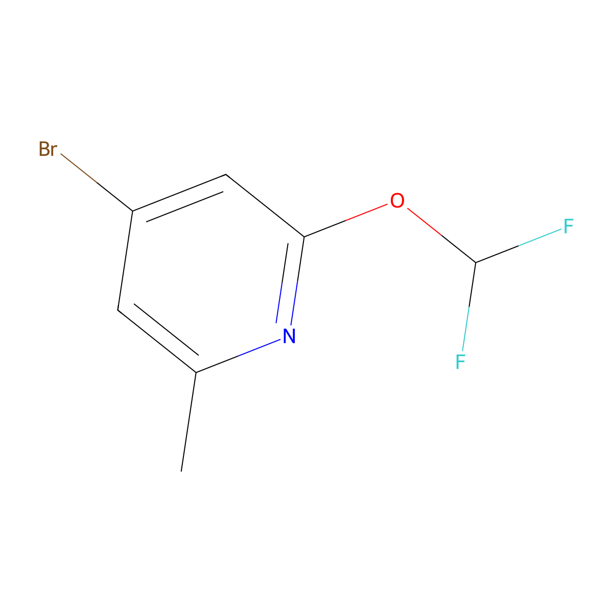 4-Bromo-2-(difluoromethoxy)-6-methylpyridine molecular structure, CAS 1227184-58-8