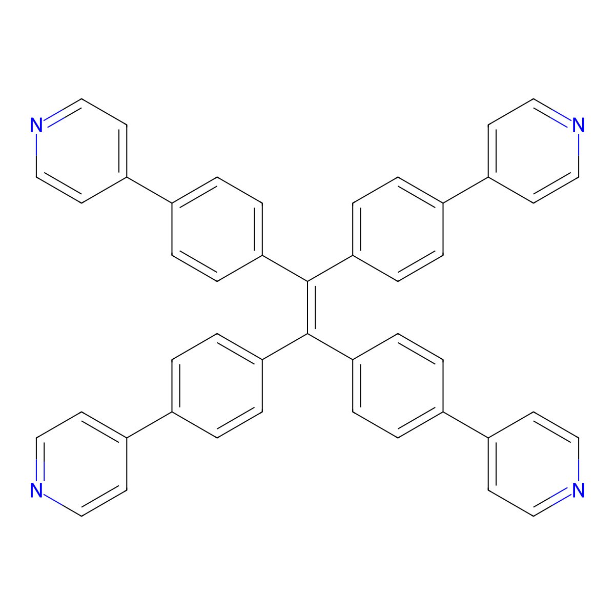 1,1,2,2-Tetrakis(4-(pyridin-4-yl)phenyl)ethene molecular structure, CAS 1227195-24-5