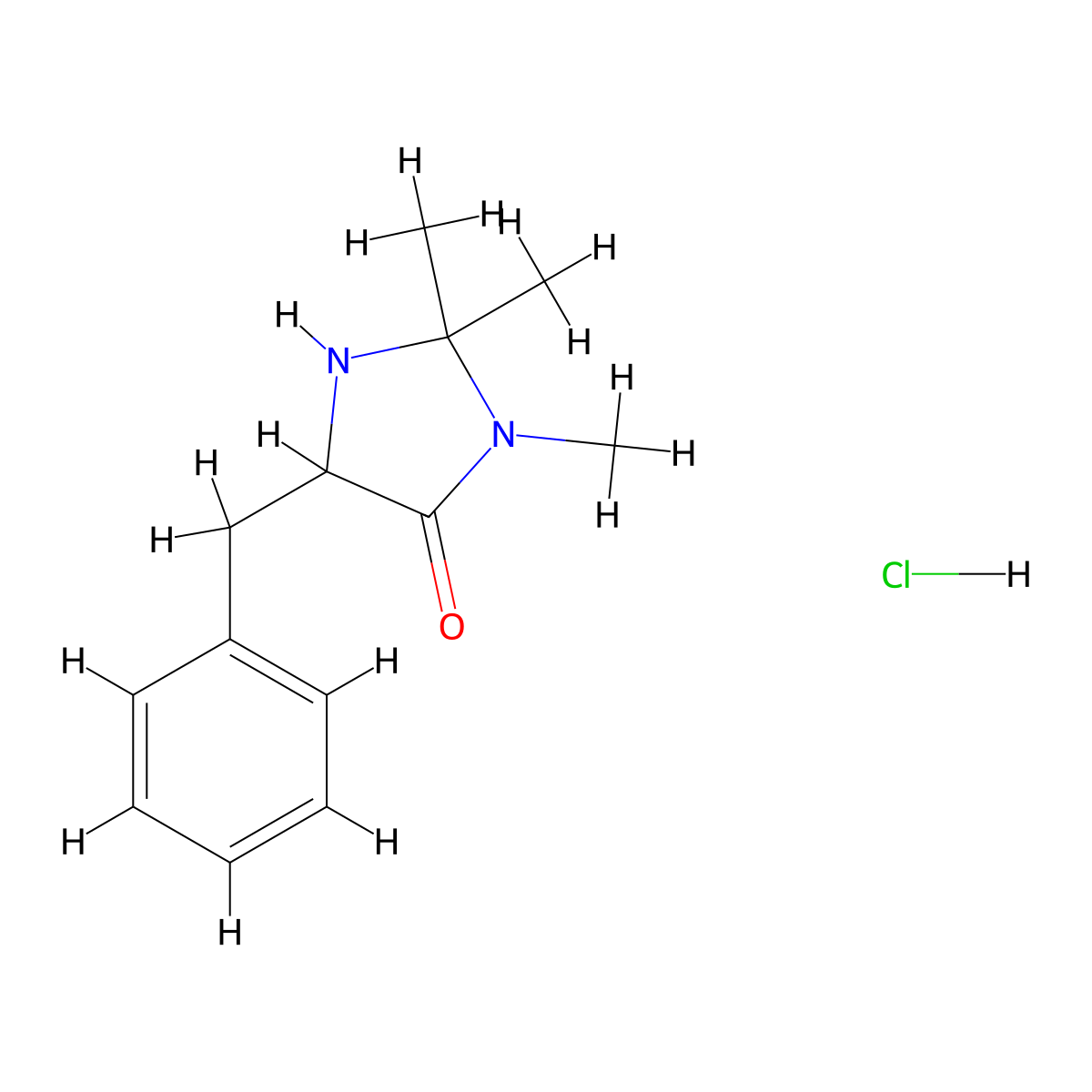 5-Benzyl-2,2,3-trimethylimidazolidin-4-one hydrochloride molecular structure, CAS 1227203-49-7