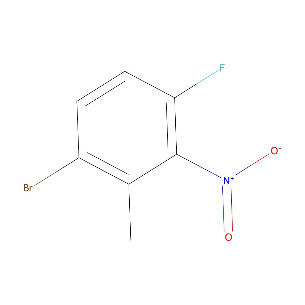 1-Bromo-4-fluoro-2-methyl-3-nitrobenzene molecular structure, CAS 1227210-35-6