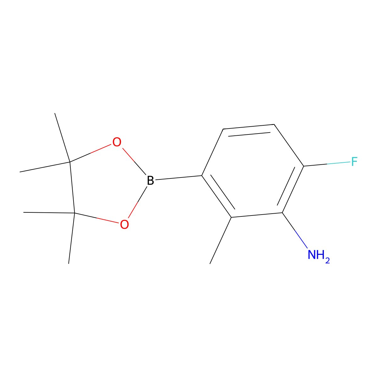 6-Fluoro-2-methyl-3-(4,4,5,5-tetramethyl-1,3,2-dioxaborolan-2-yl)aniline molecular structure, CAS 1227210-37-8