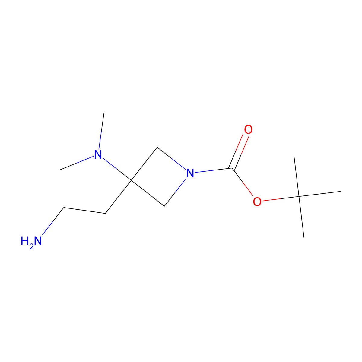 Tert-butyl 3-(2-aminoethyl)-3-(dimethylamino)azetidine-1-carboxylate molecular structure, CAS 1227245-63-7