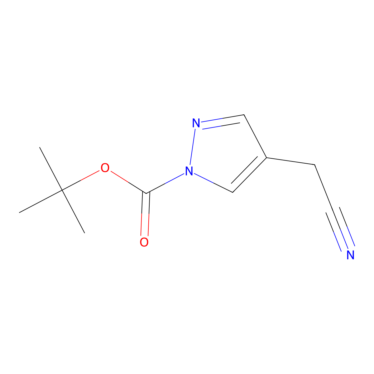 tert-Butyl 4-(cyanomethyl)-1H-pyrazole-1-carboxylate molecular structure, CAS 1227264-63-2