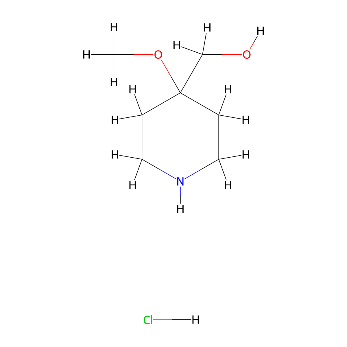 (4-Methoxypiperidin-4-yl)methanol hydrochloride molecular structure, CAS 1227266-80-9