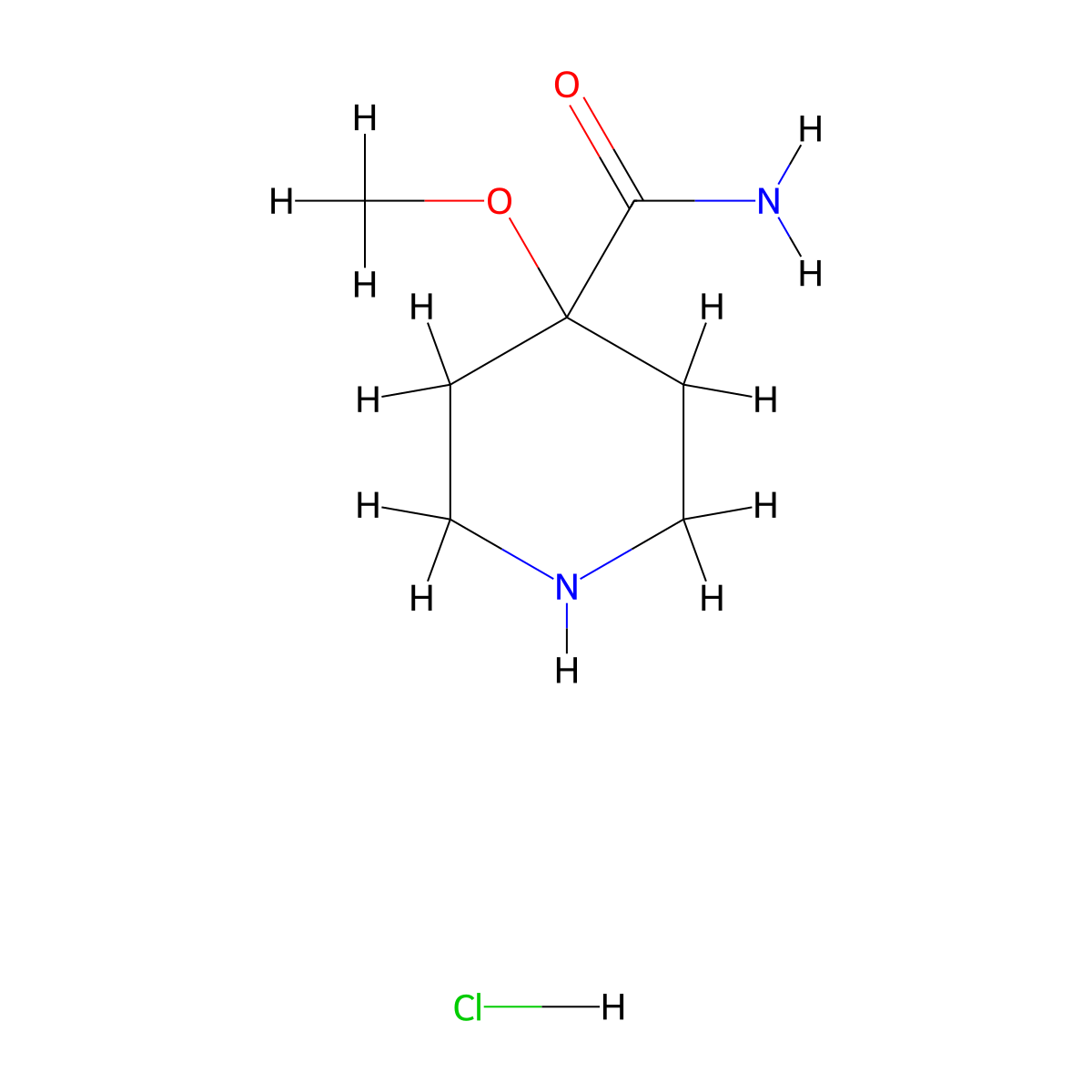 4-Carbamoyl-4-methoxy-piperidine hydrochloride molecular structure, CAS 1227266-82-1