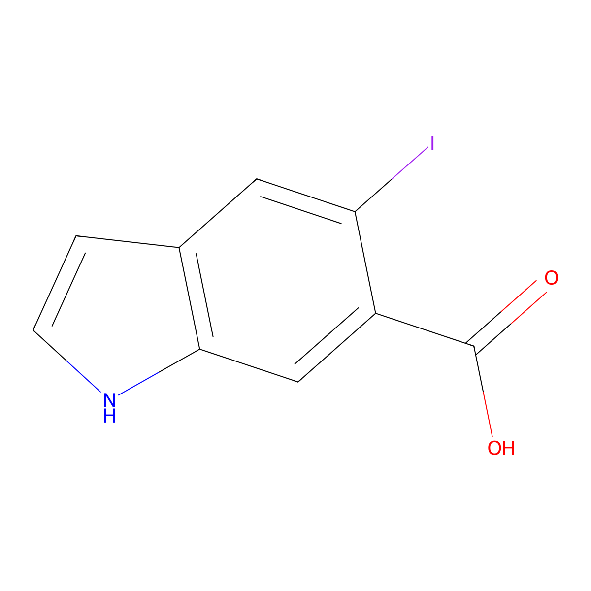 5-Iodo-1H-indole-6-carboxylic acid molecular structure, CAS 1227266-83-2