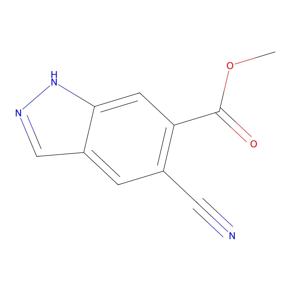 Methyl 5-cyano-1H-indazole-6-carboxylate molecular structure, CAS 1227266-84-3