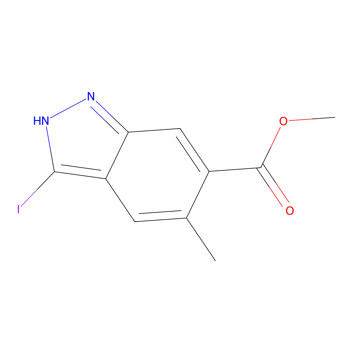 Methyl 3-iodo-5-methyl-1H-indazole-6-carboxylate molecular structure, CAS 1227266-89-8