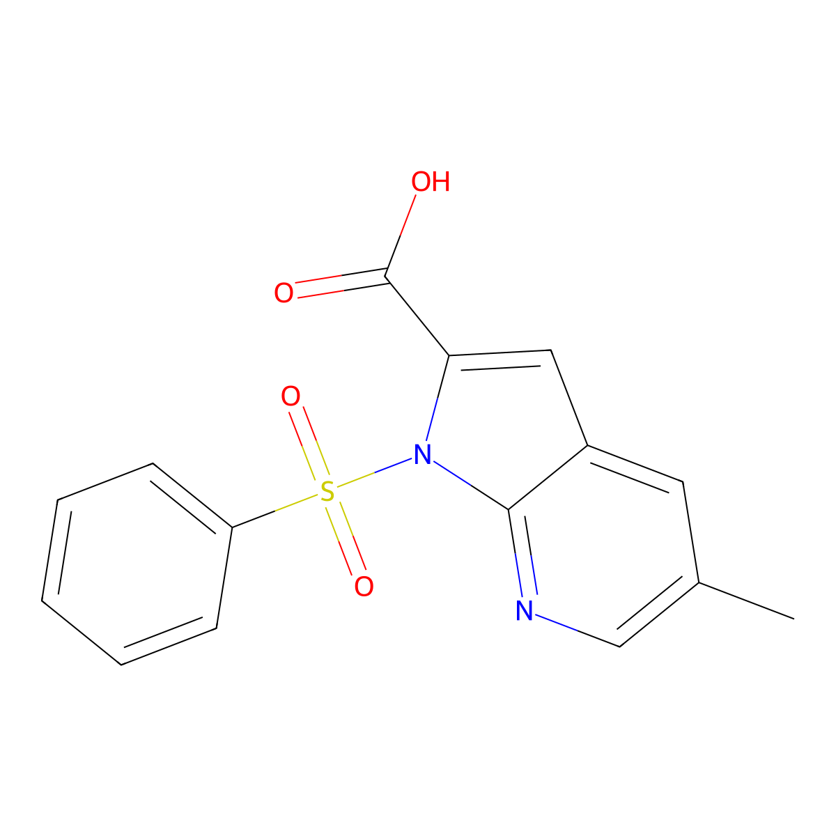 5-Methyl-1-(phenylsulfonyl)-1H-pyrrolo[2,3-b]pyridine-2-carboxylic acid molecular structure, CAS 1227266-93-4