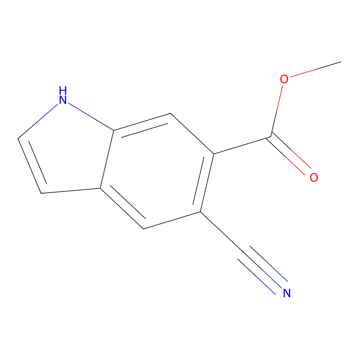 methyl 5-cyano-1H-indole-6-carboxylate molecular structure, CAS 1227267-07-3