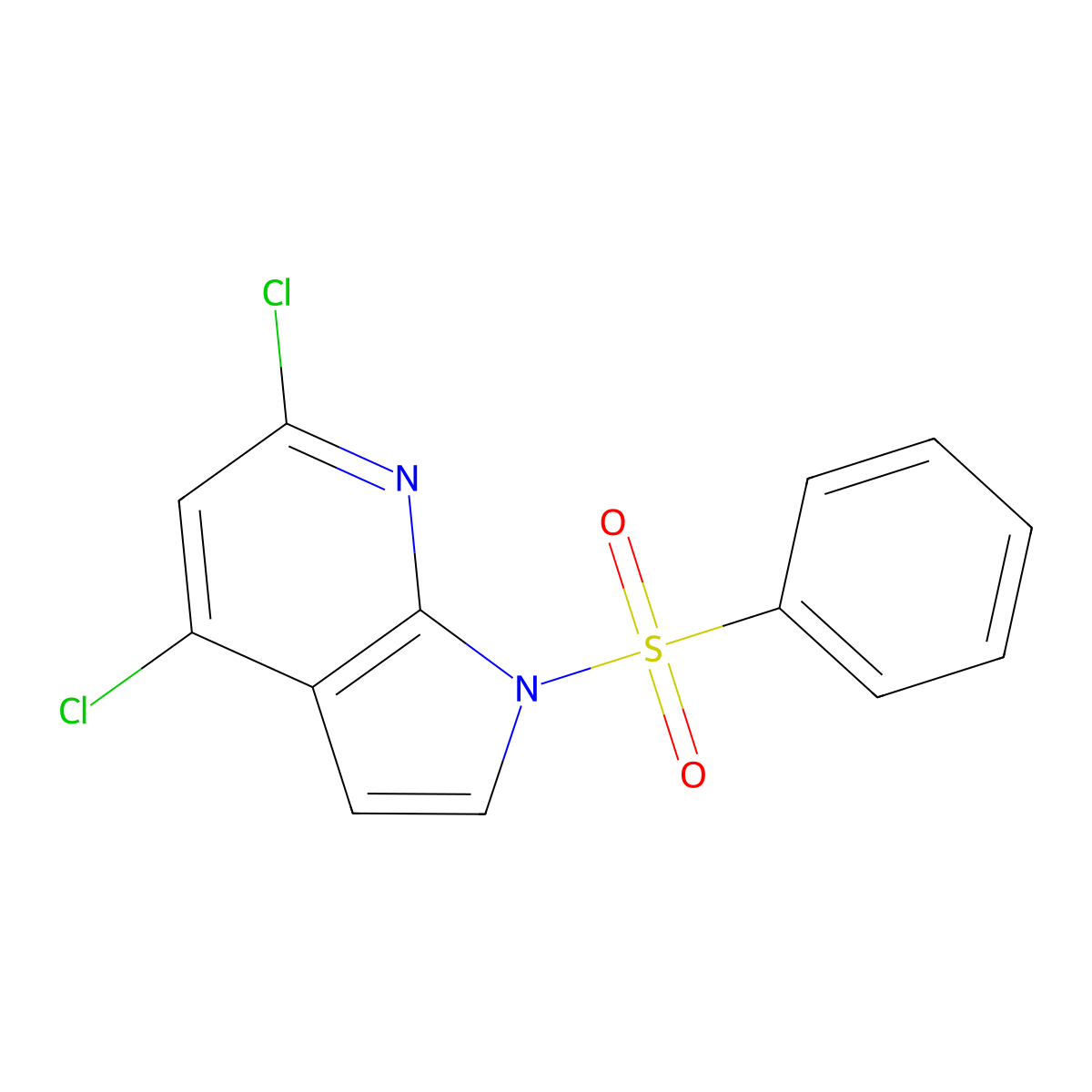 1-(Phenylsulfonyl)-4,6-dichloro-7-azaindole molecular structure, CAS 1227267-08-4