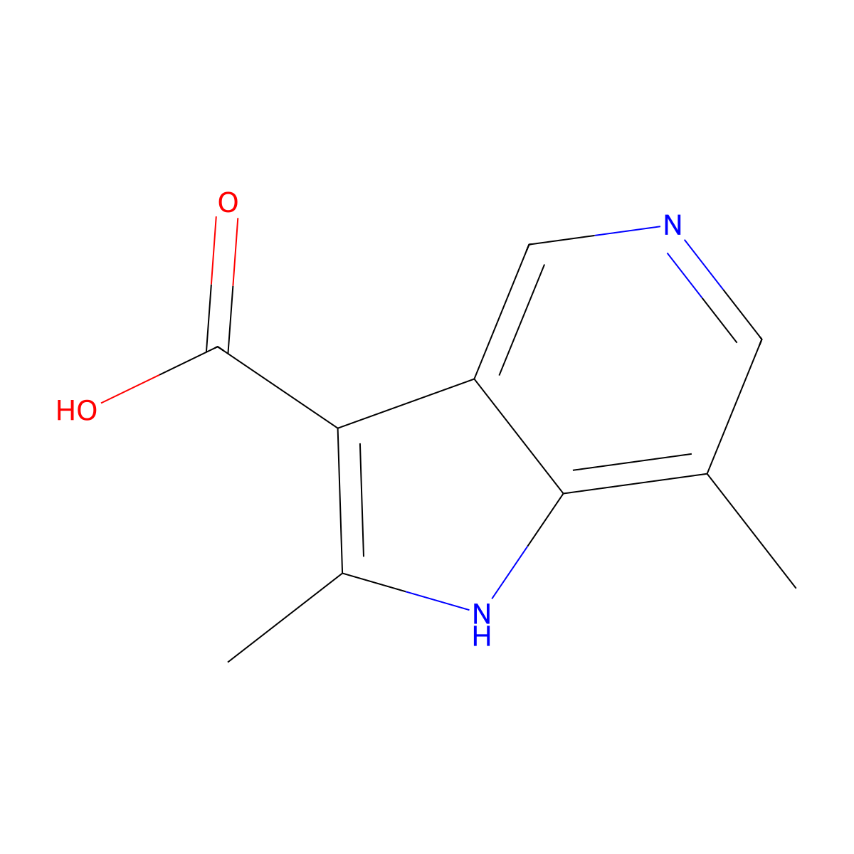 2,7-Dimethyl-1H-pyrrolo[3,2-c]pyridine-3-carboxylic acid molecular structure, CAS 1227267-10-8